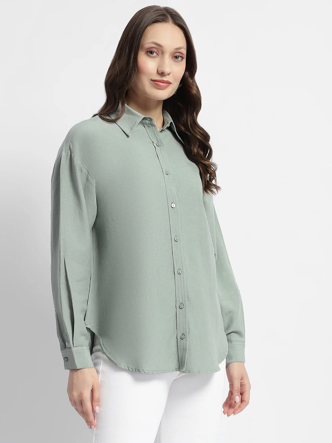 Madame Dusty Green Regular Full Sleeve Shirt - Image 3