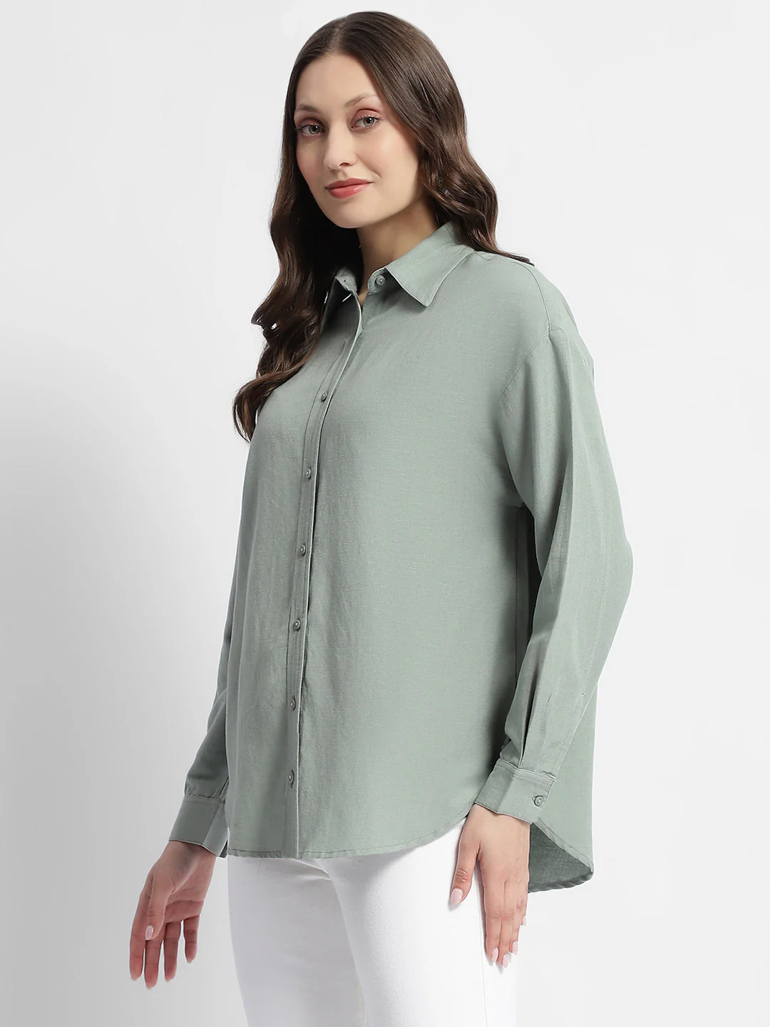 Madame Dusty Green Regular Full Sleeve Shirt - Image 4