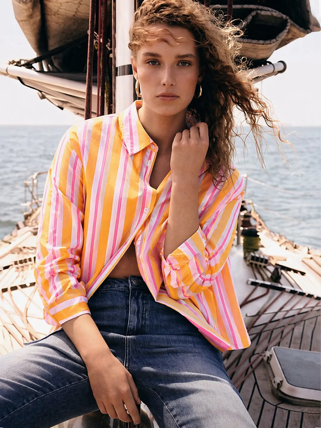 Madame Striped Mustard Yellow Shirt