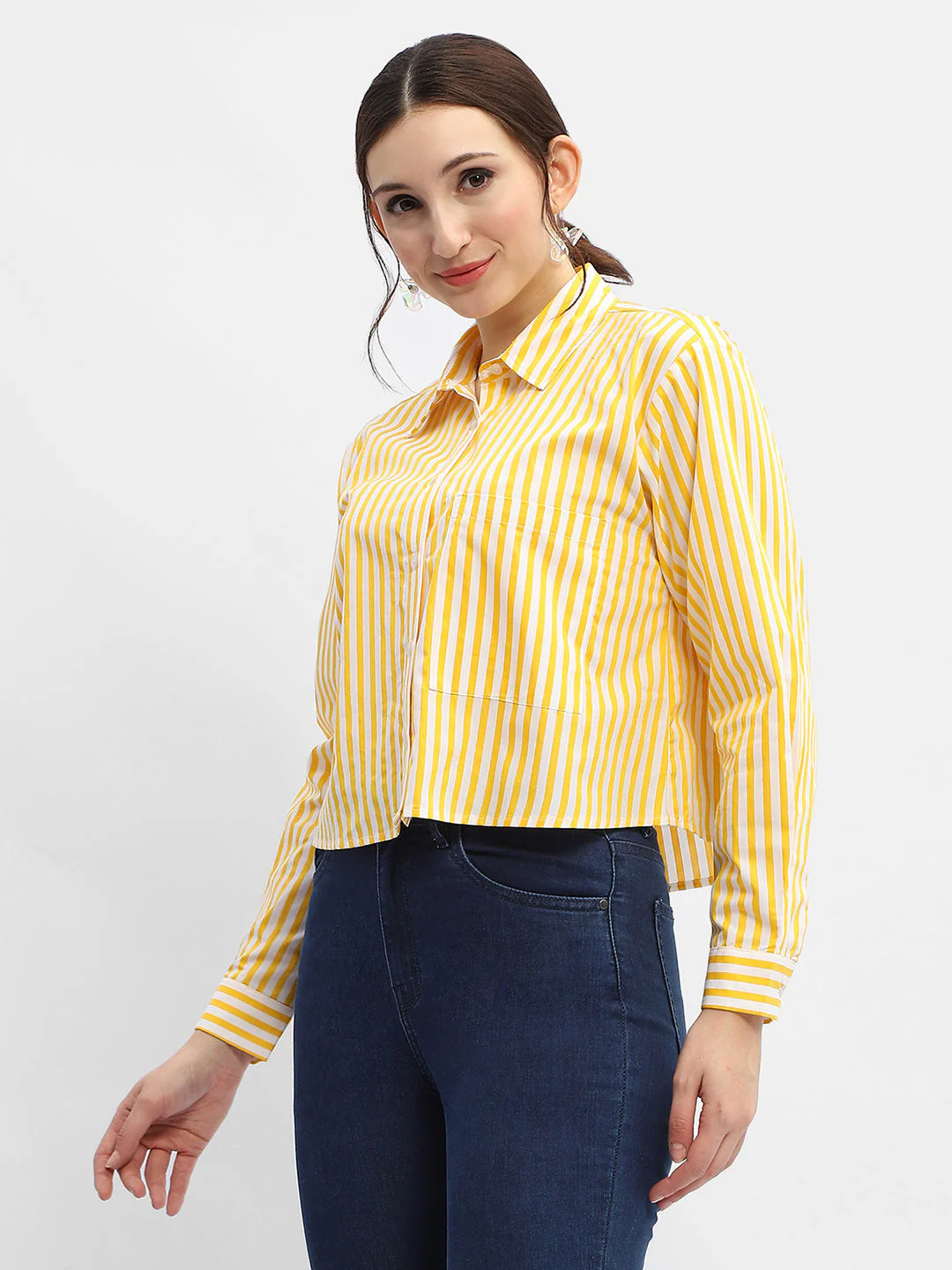 Madame Striped Yellow Regular Shirt - Image 4