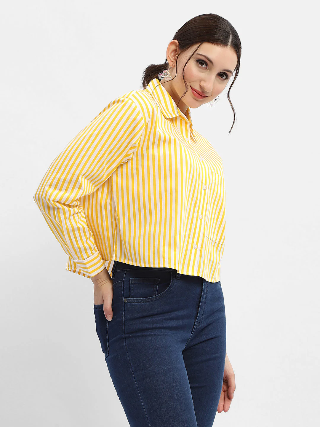 Madame Striped Yellow Regular Shirt - Image 5