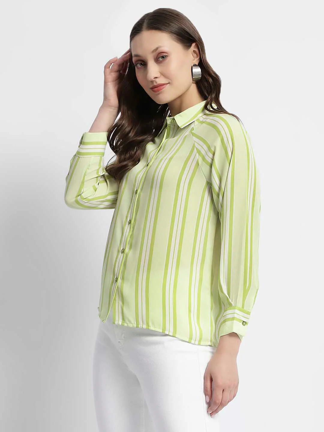 Madame Lime Green Stripe Shirt - Image 5