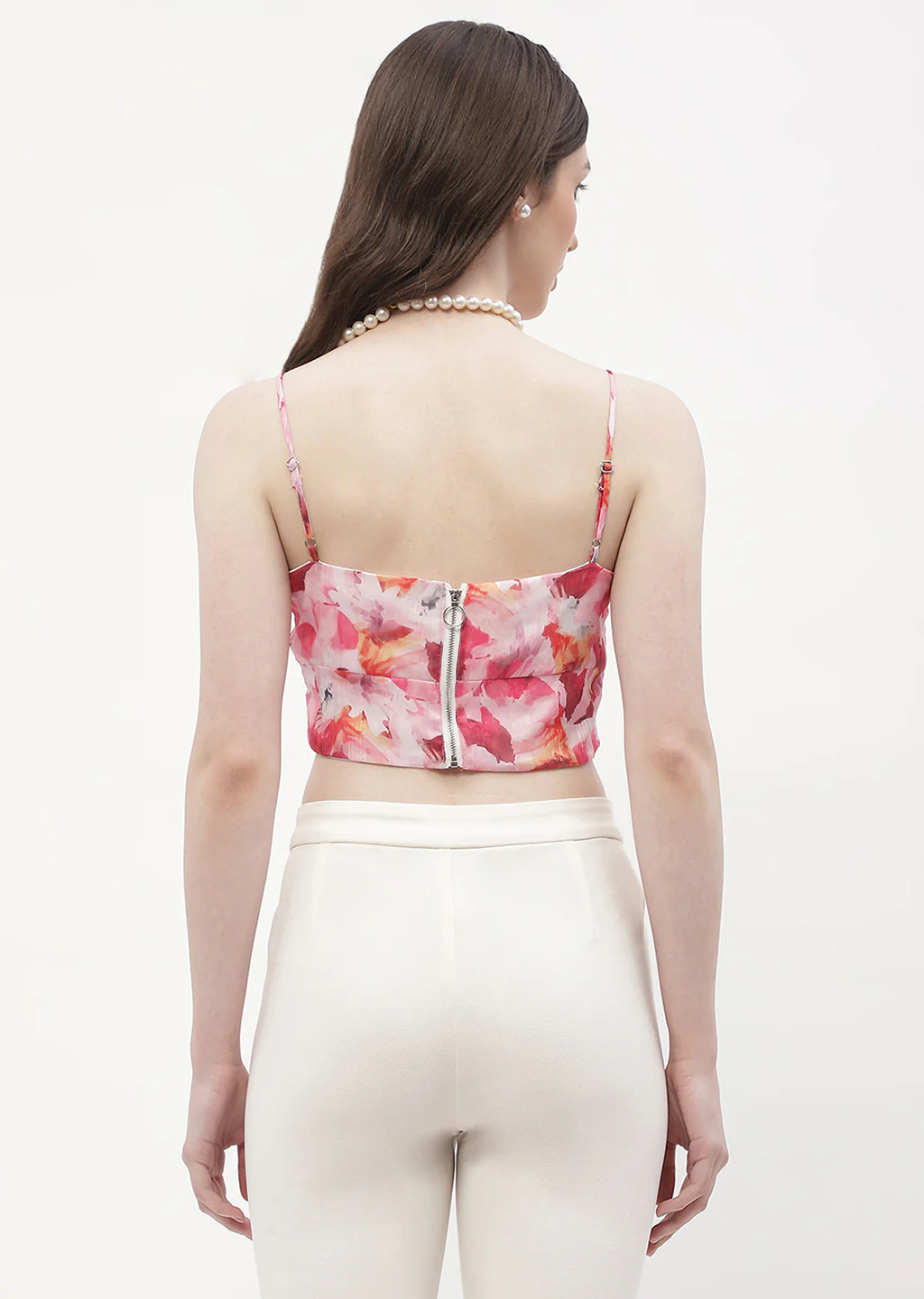 Madame Surplice Neck Hot Pink Floral Bralette Top - Image 6