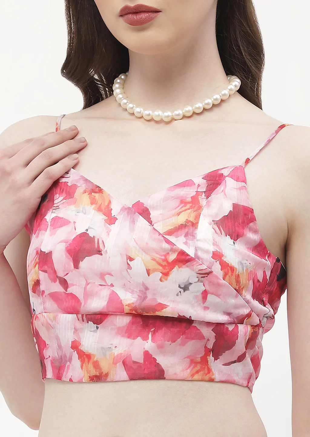 Madame Surplice Neck Hot Pink Floral Bralette Top - Image 7