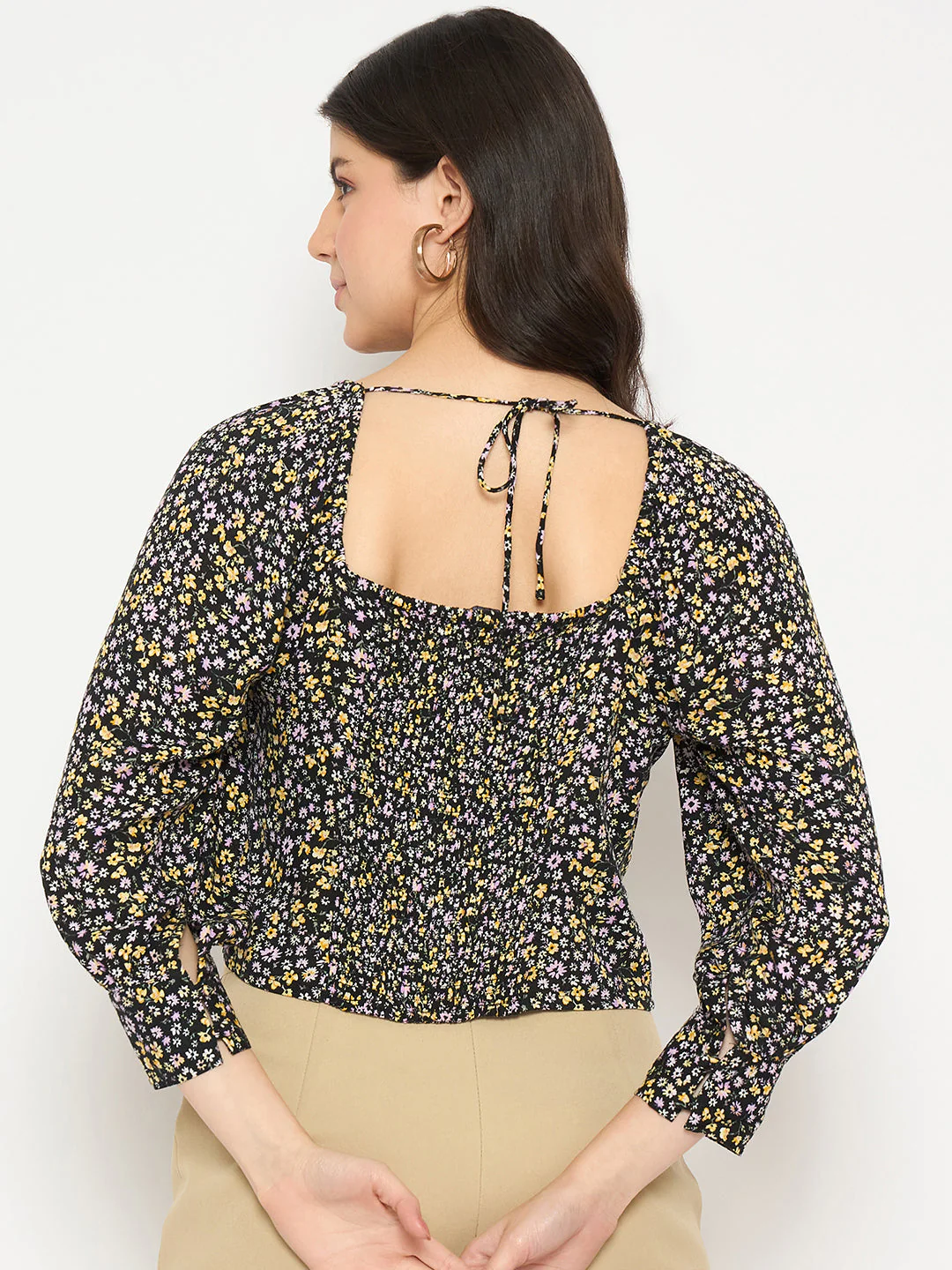 Madame All Over Print Black Crop Top - Image 6