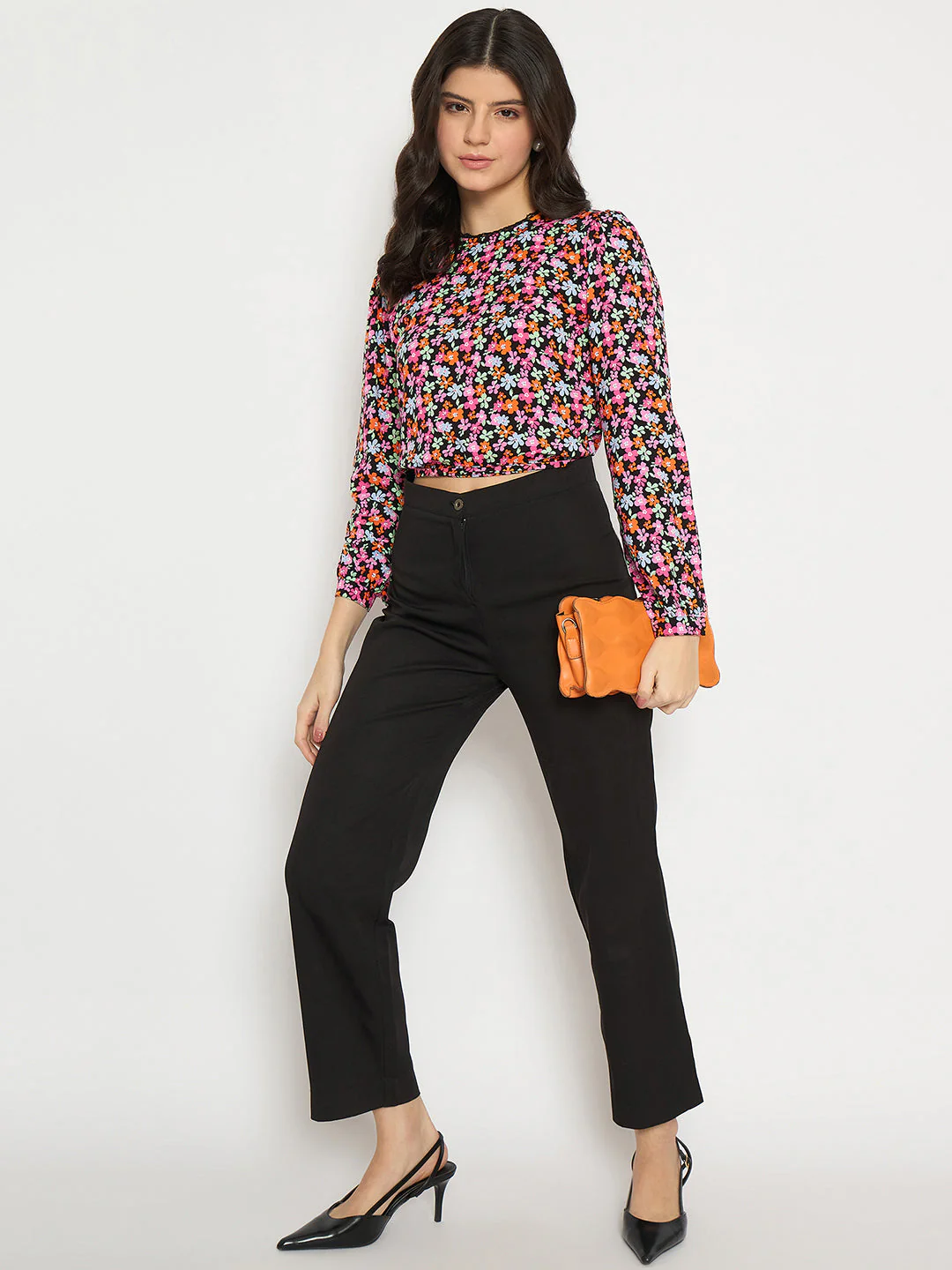 Madame All Over Print Pink Crop Top - Image 2
