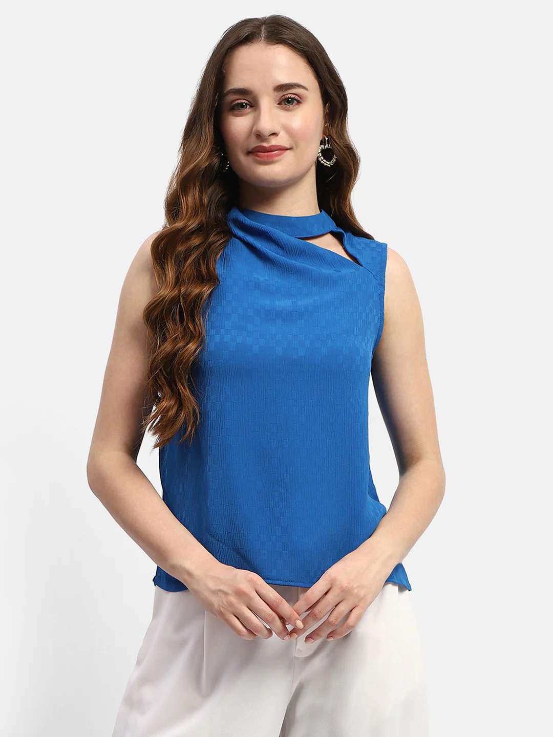 Madame Cowl Neck Royal Blue Top - Image 3