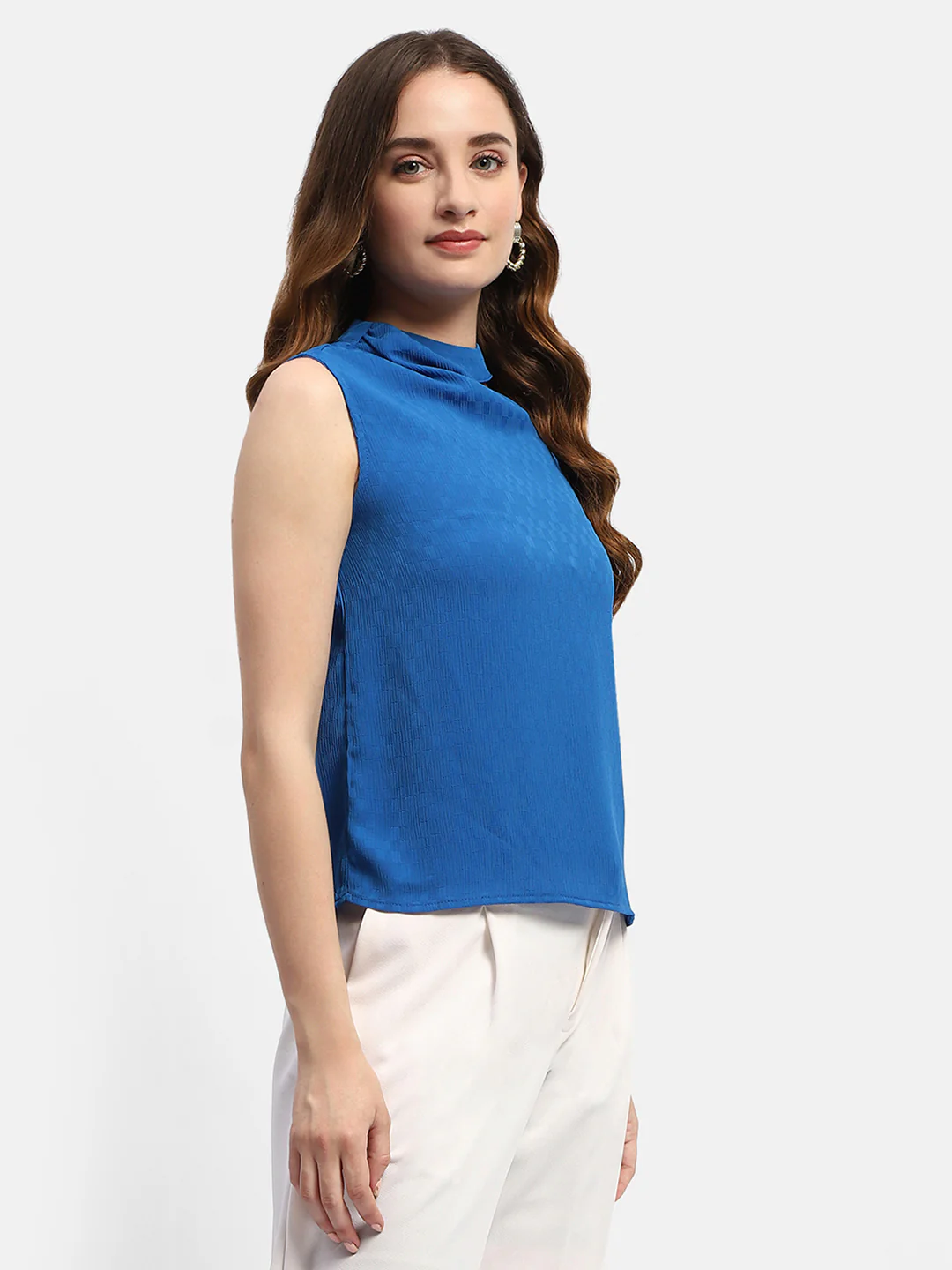 Madame Cowl Neck Royal Blue Top - Image 4