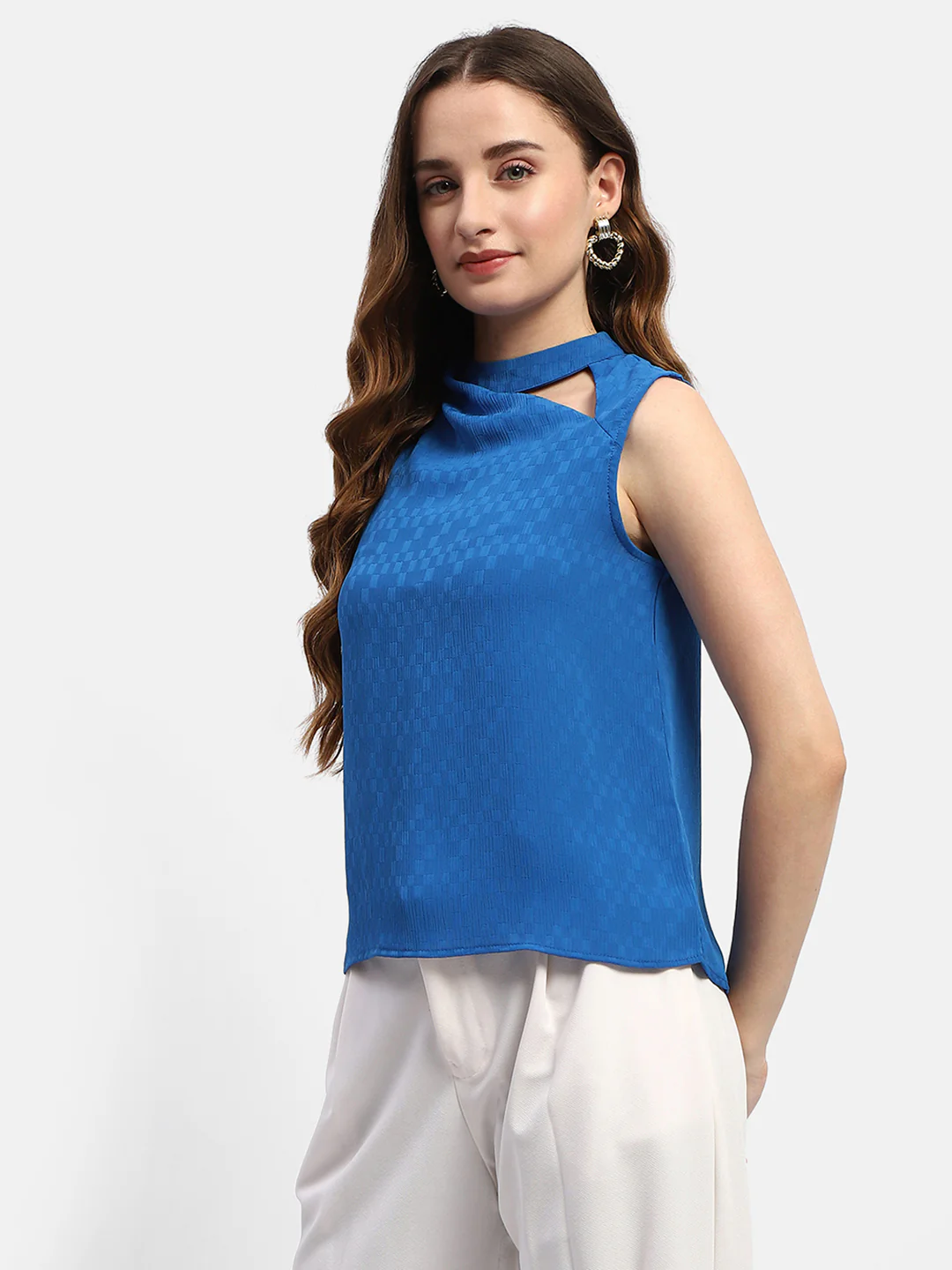 Madame Cowl Neck Royal Blue Top - Image 5