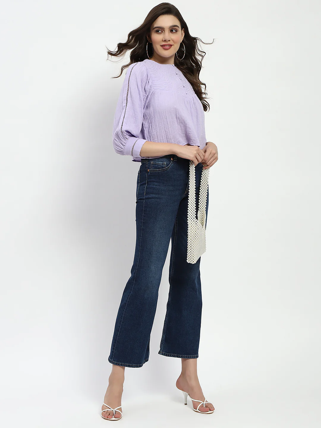 Madame Puff Sleeve Lilac Tunic Top - Image 2
