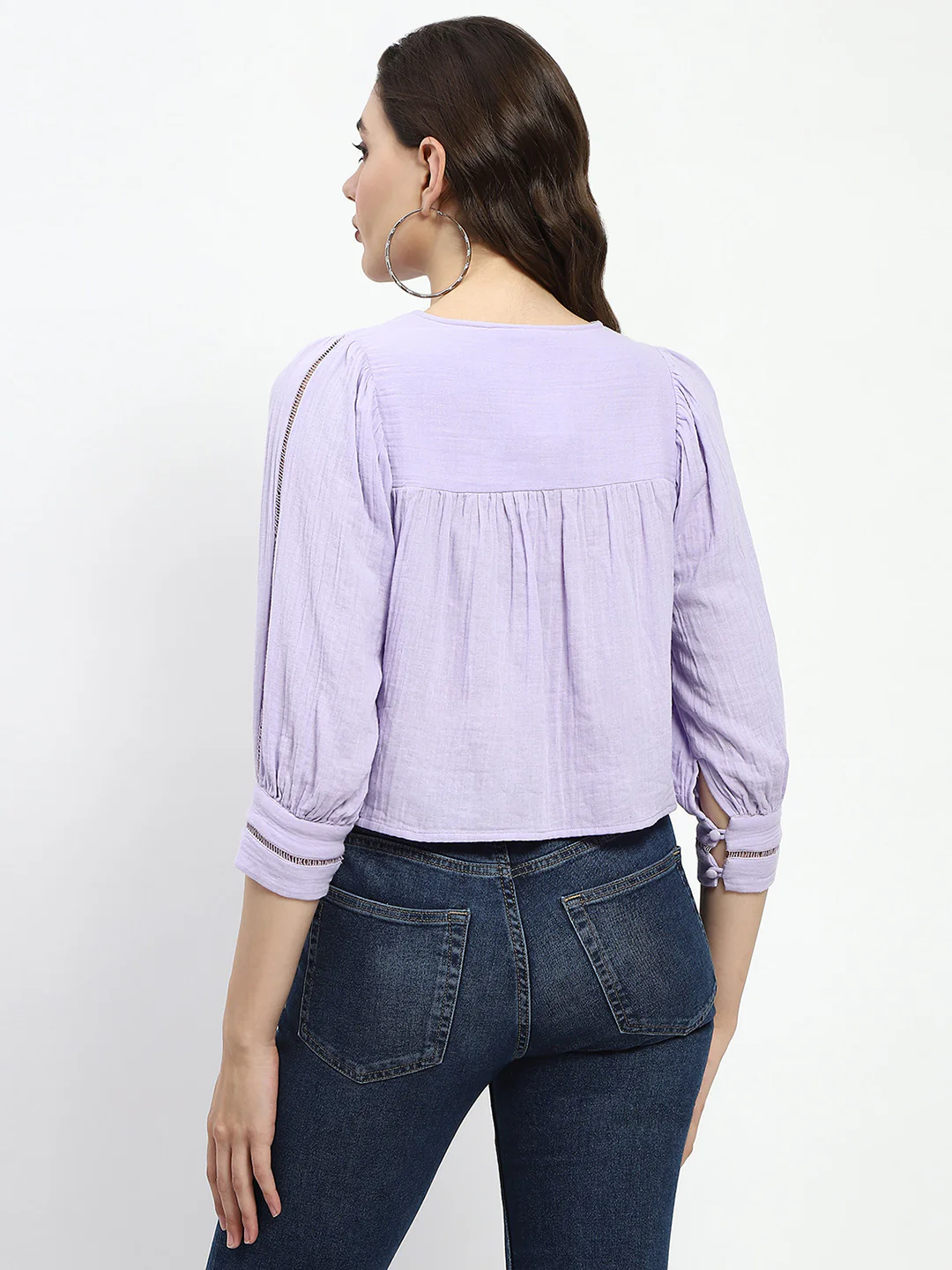 Madame Puff Sleeve Lilac Tunic Top - Image 5