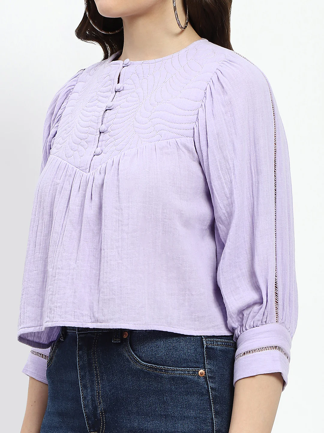 Madame Puff Sleeve Lilac Tunic Top - Image 6