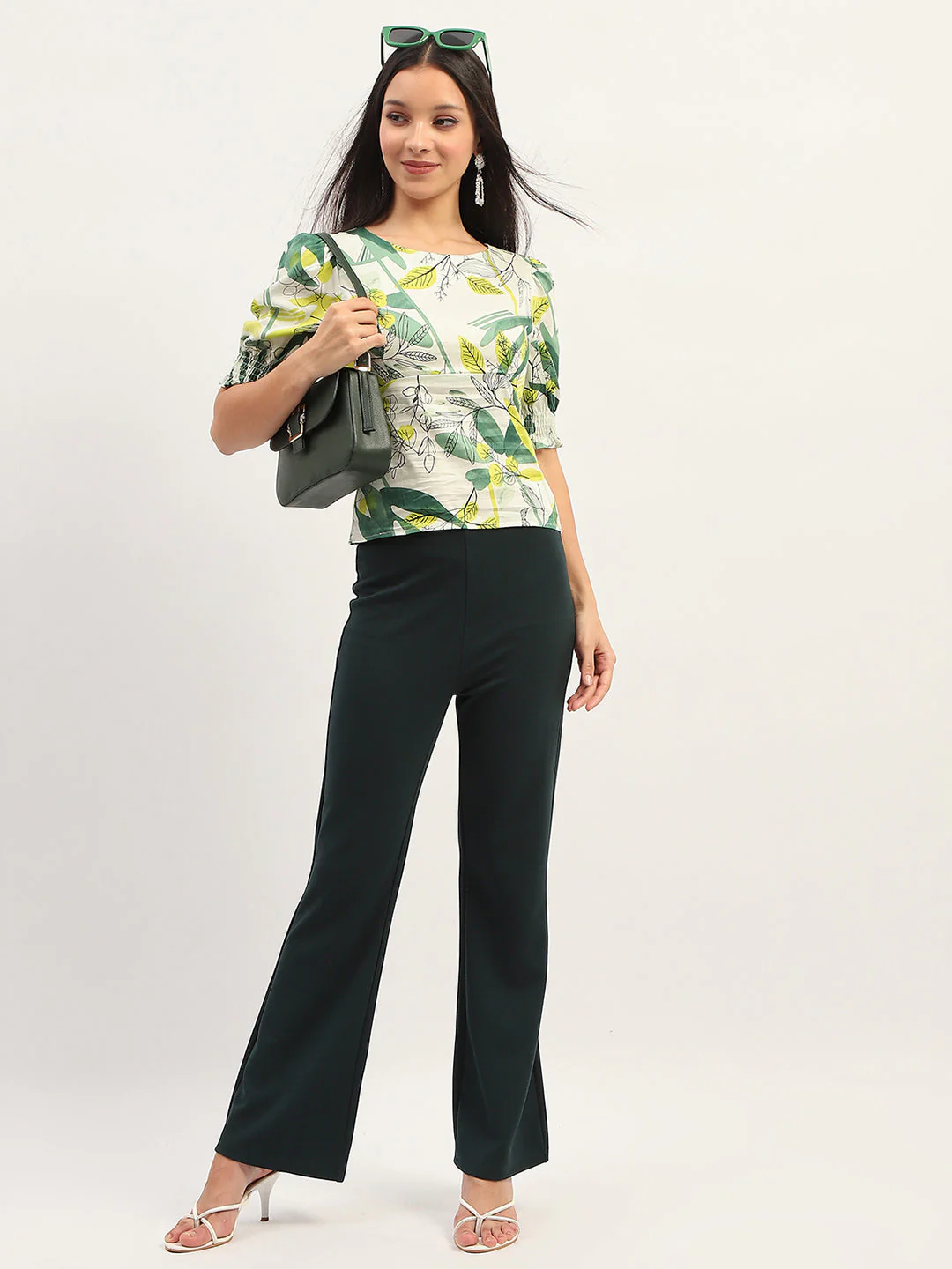 Madame Botanical Print Cotton Lime Top