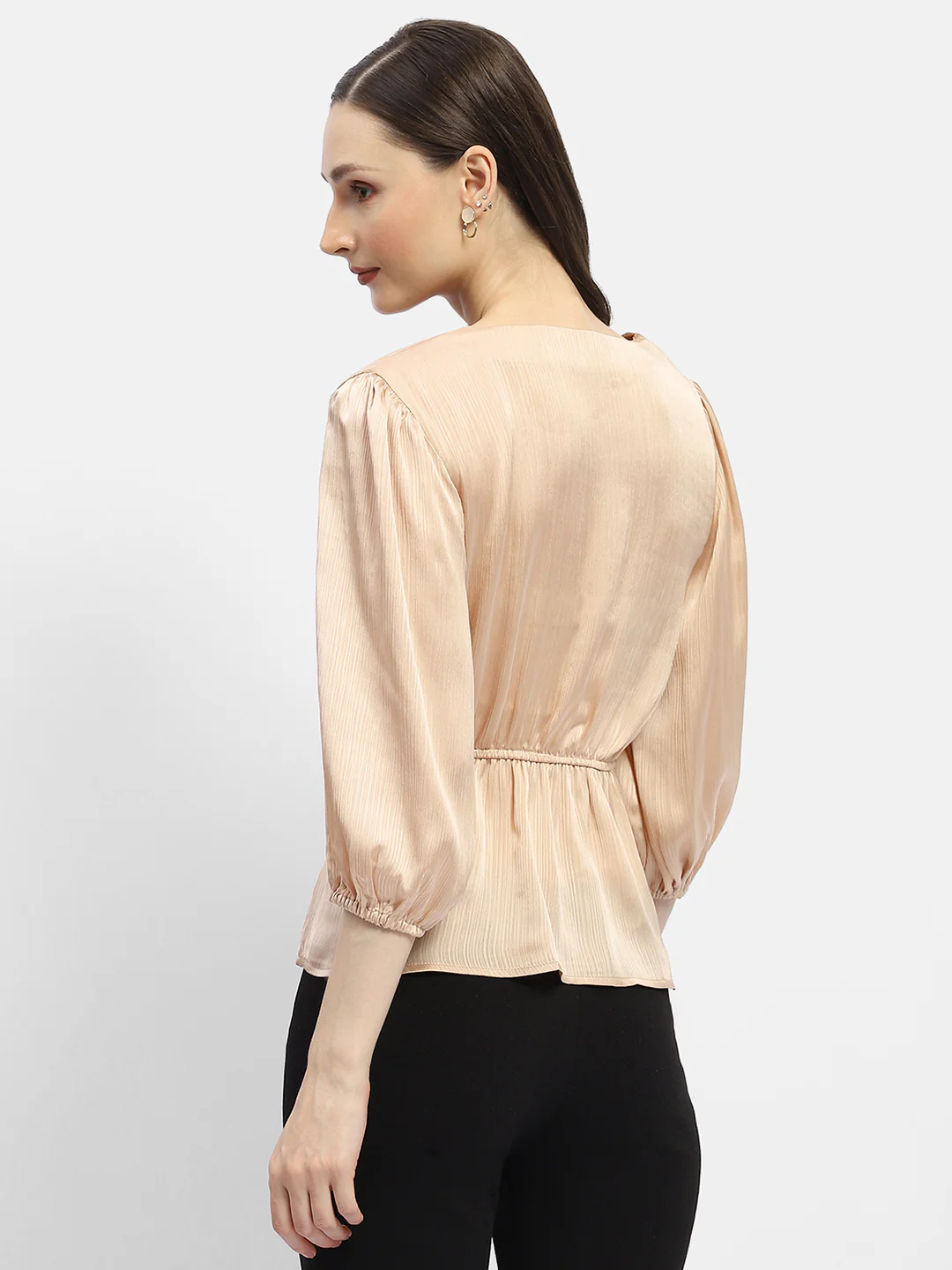 Madame Peasant Sleeve Golden Chain Adorned Top - Image 6