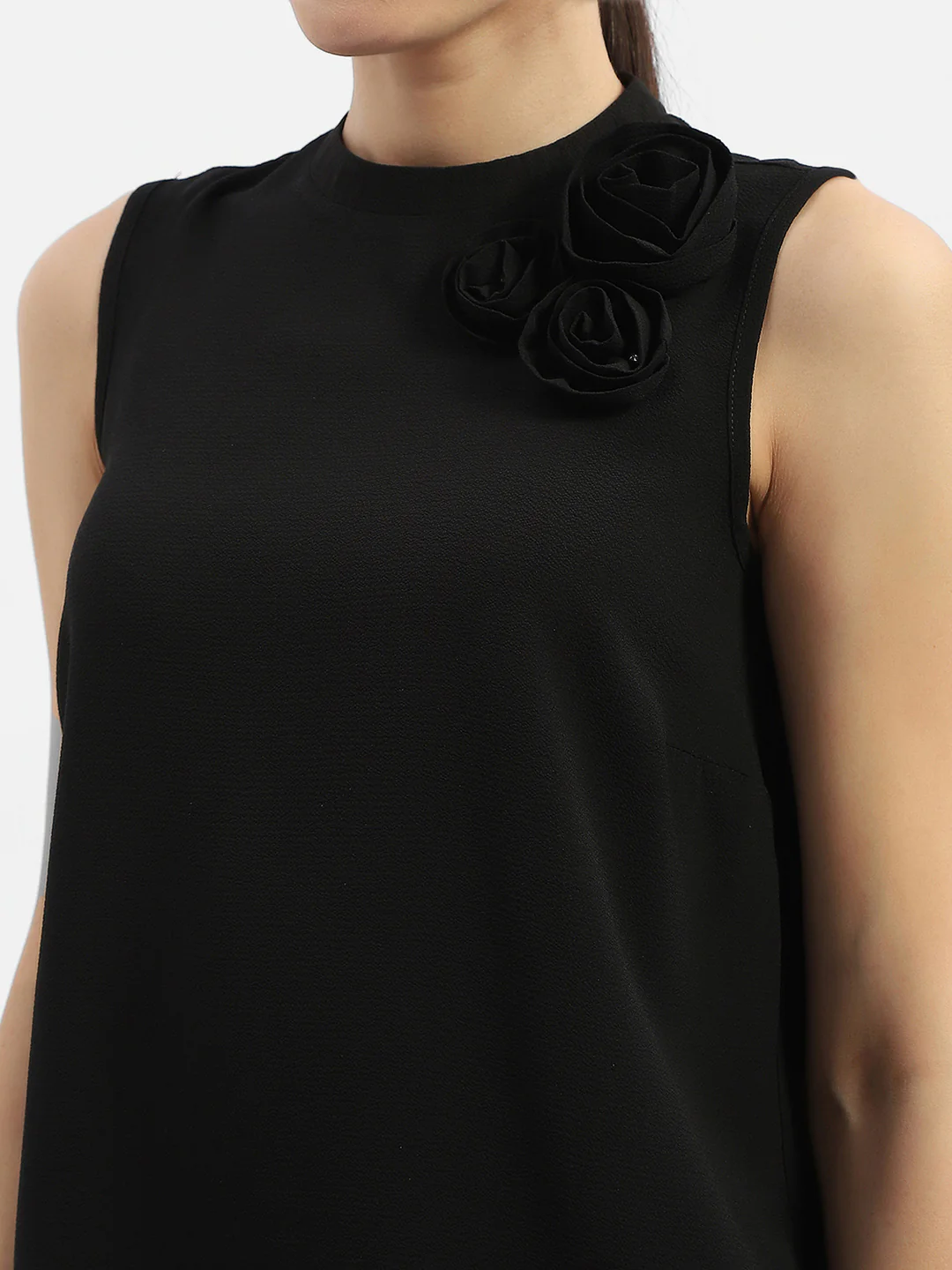 Madame Applique Adorned Black Shimmer Top - Image 6