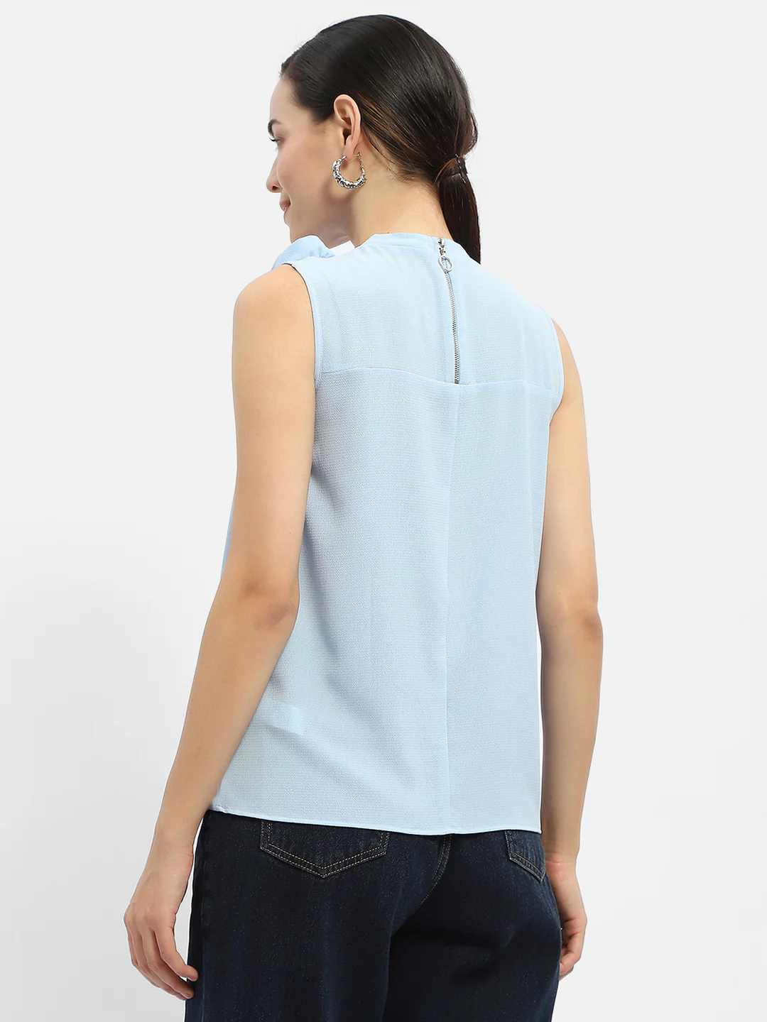 Madame Applique Adorned Blue Shimmer Top - Image 5