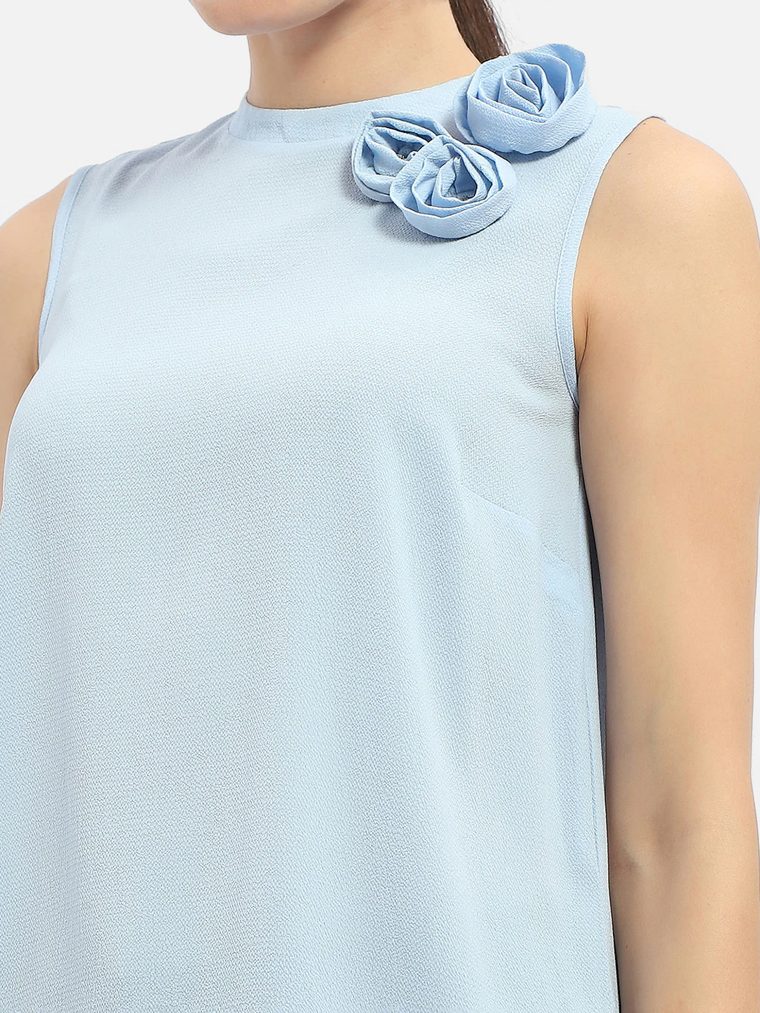 Madame Applique Adorned Blue Shimmer Top - Image 6