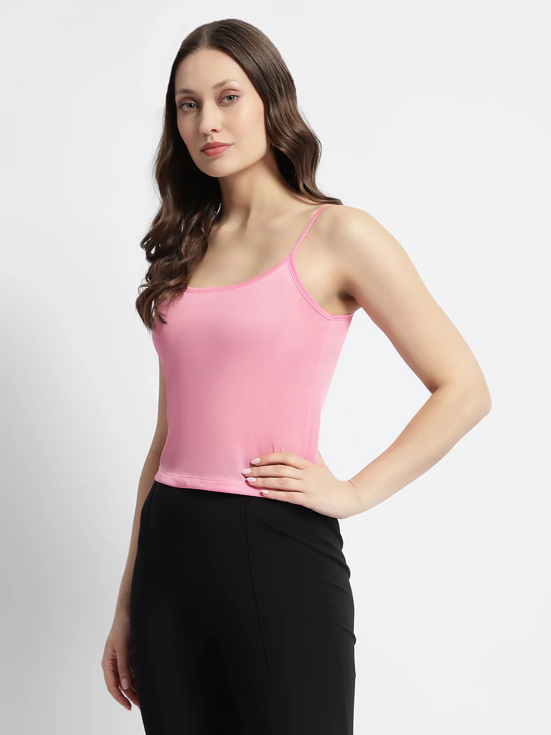 Madame V-Neck Puffed Sleeve Pink Dobby Top - Image 5