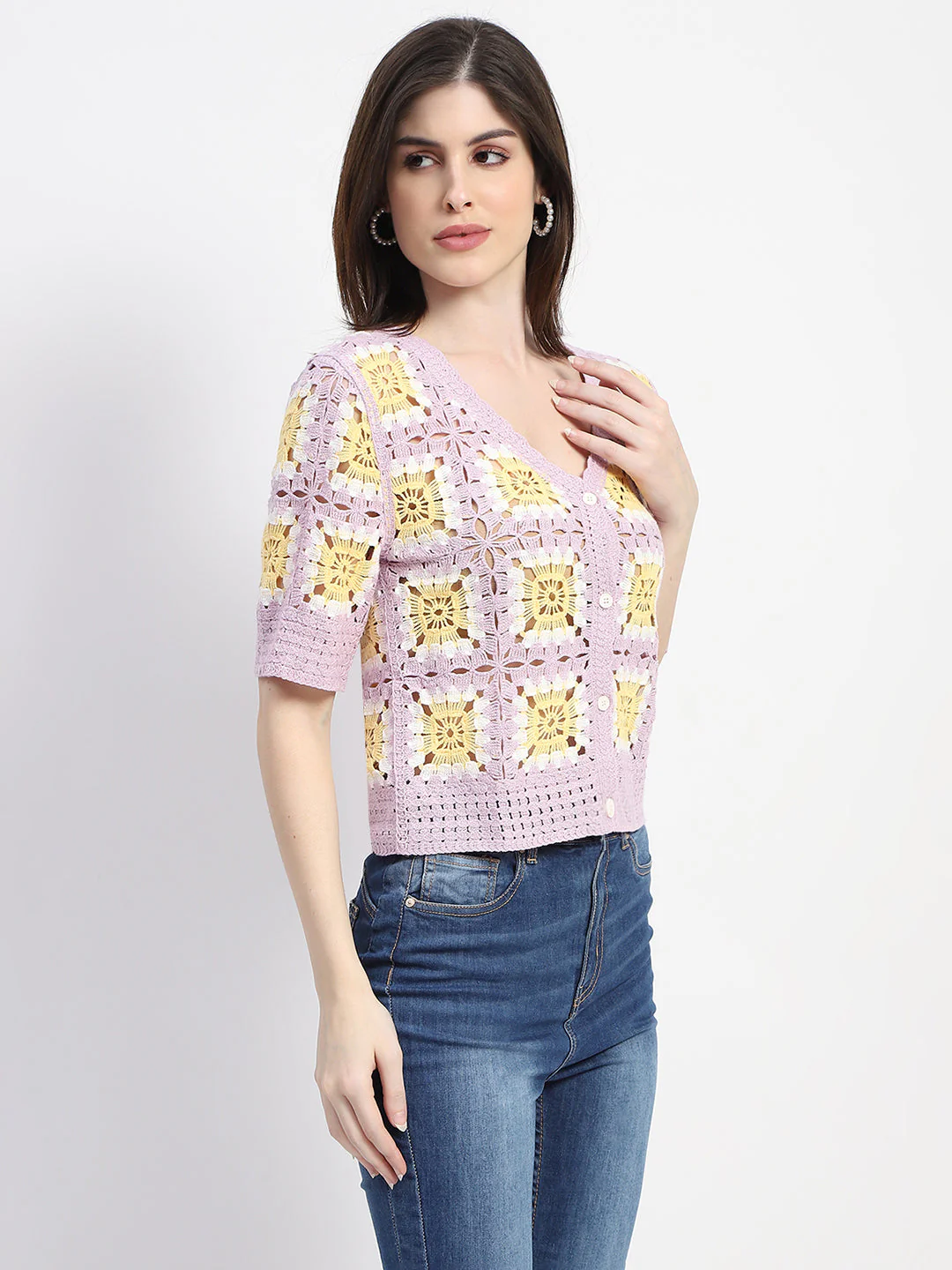 Madame Mauve Cotton Crochet Top - Image 3