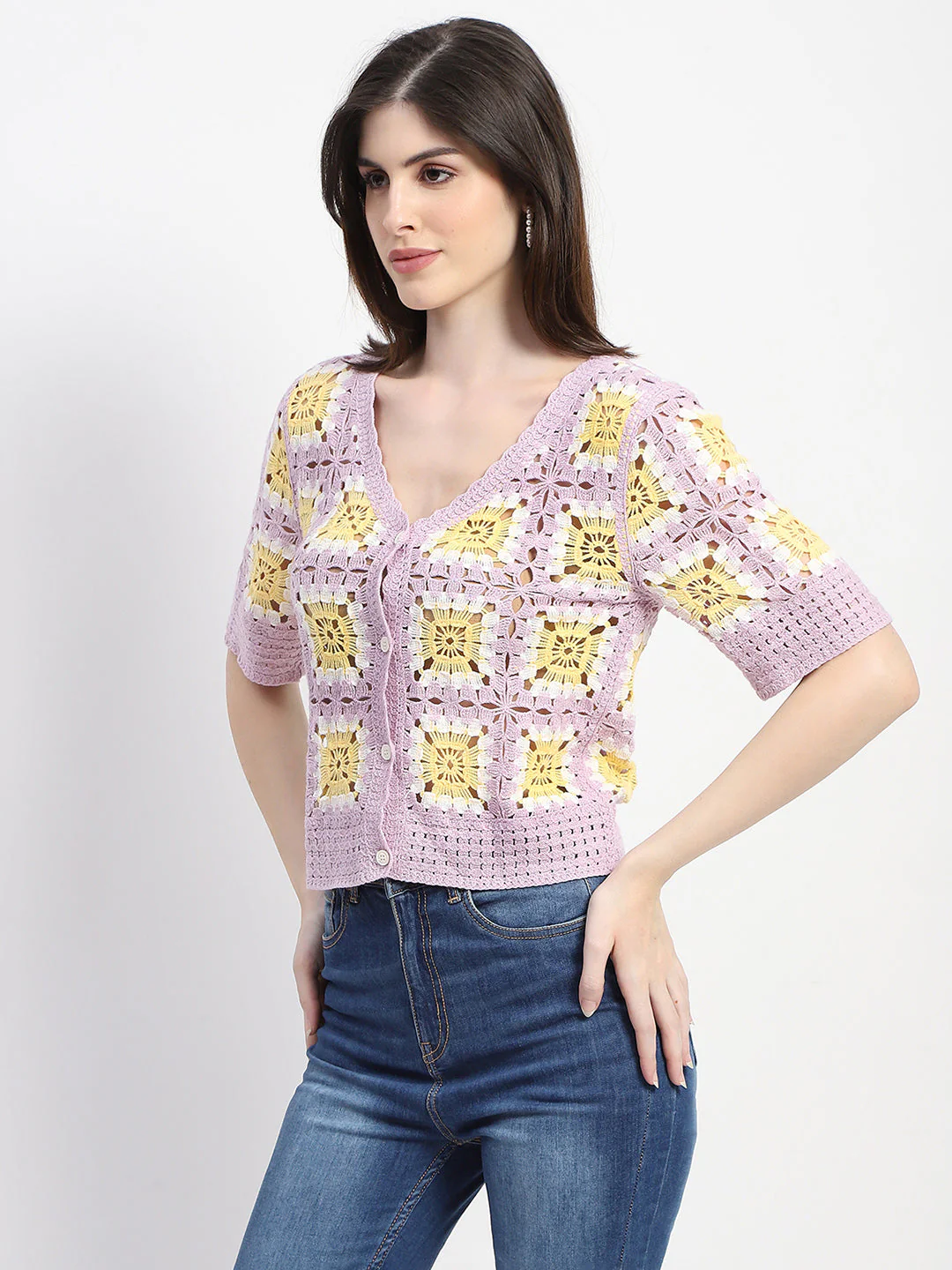 Madame Mauve Cotton Crochet Top - Image 4