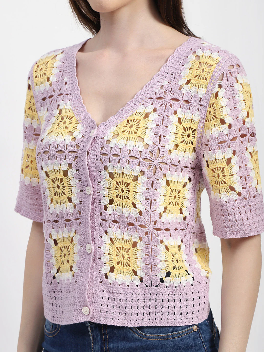 Madame Mauve Cotton Crochet Top - Image 6