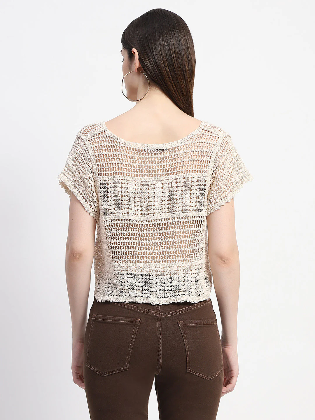 Madame Off White Cotton Crochet Top - Image 6