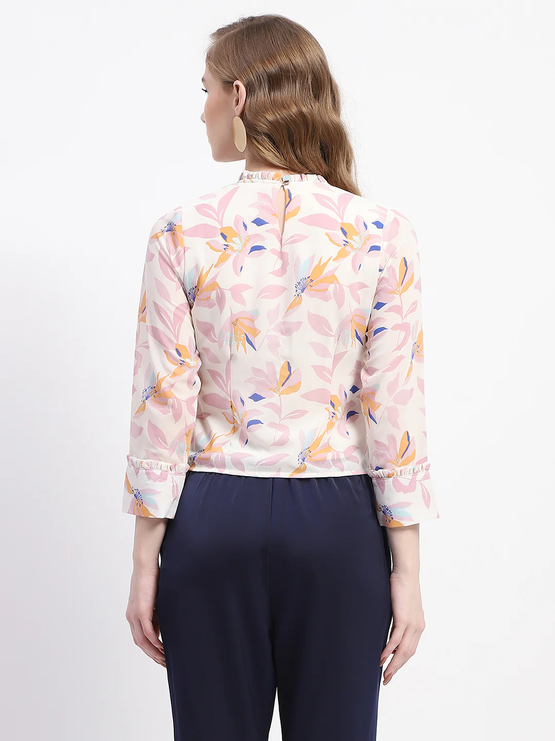 Madame Floral Print Off-White Mock Neck Top - Image 5