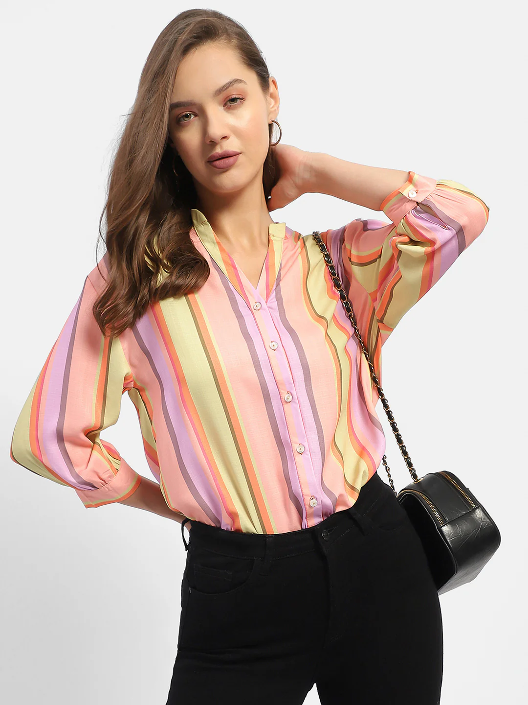 Madame Striped Orange Regular Top