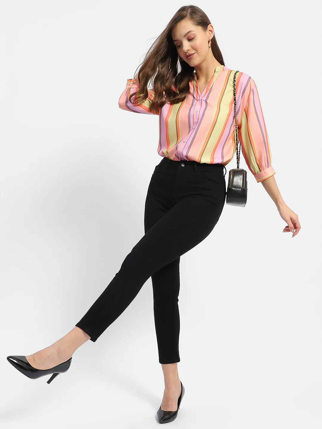 Madame Striped Orange Regular Top - Image 2