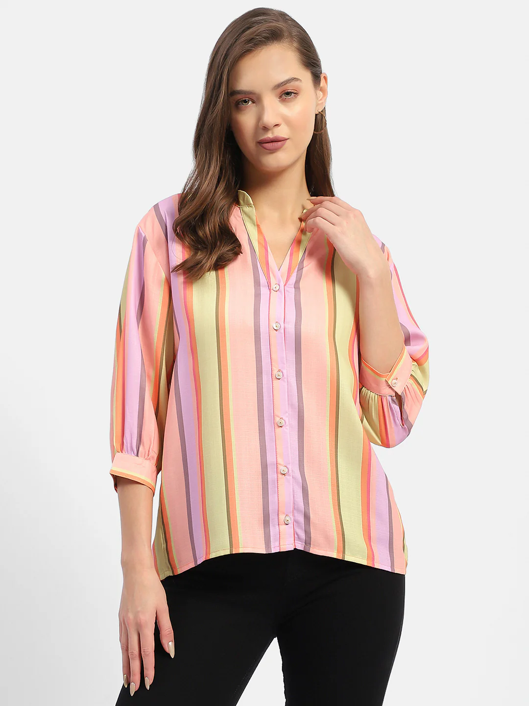 Madame Striped Orange Regular Top - Image 3