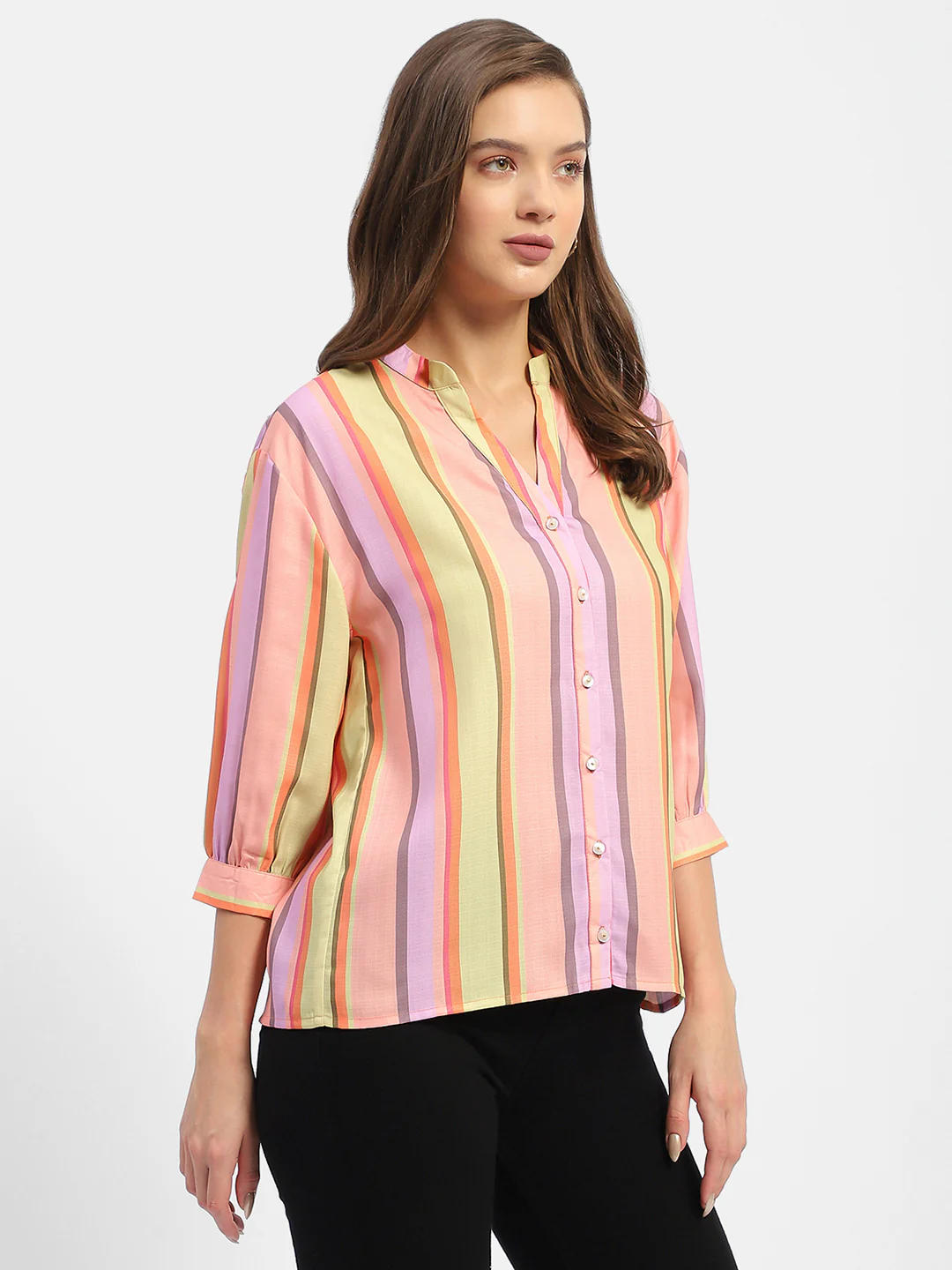Madame Striped Orange Regular Top - Image 4