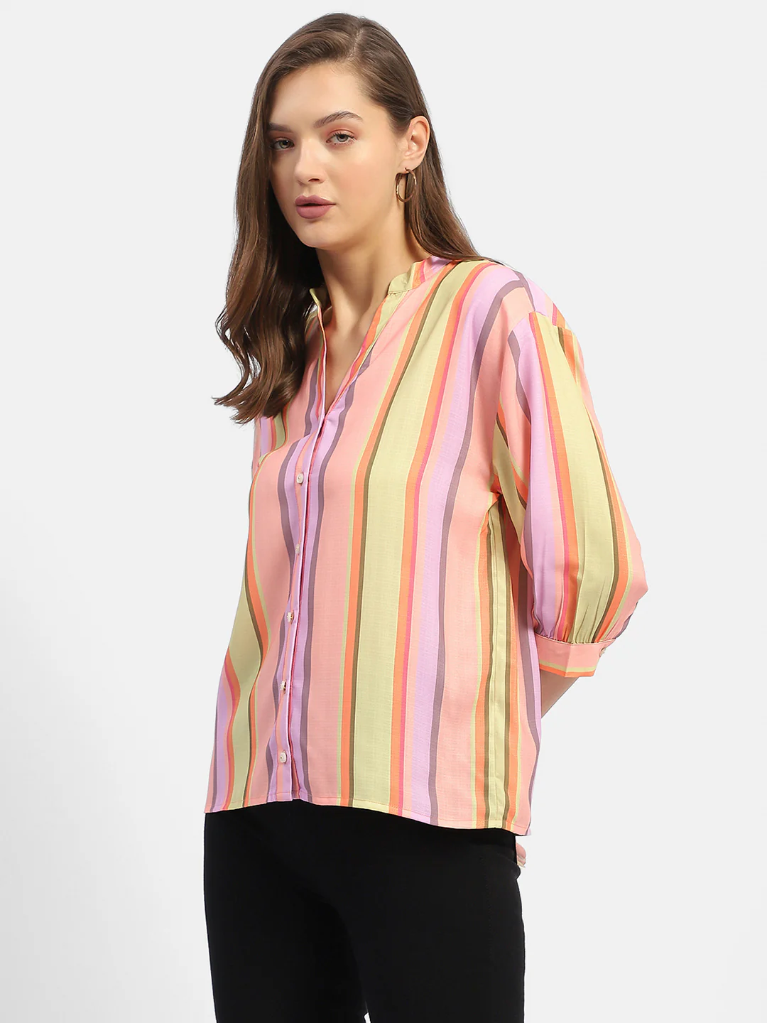 Madame Striped Orange Regular Top - Image 5