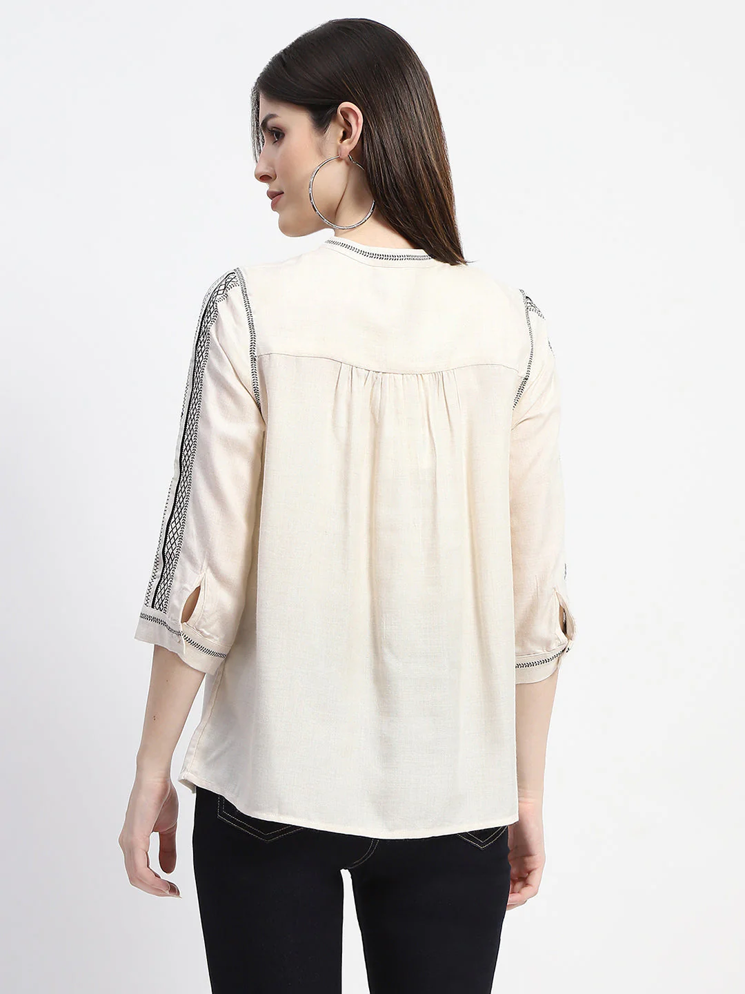 Madame Embroidered Off White Top - Image 6