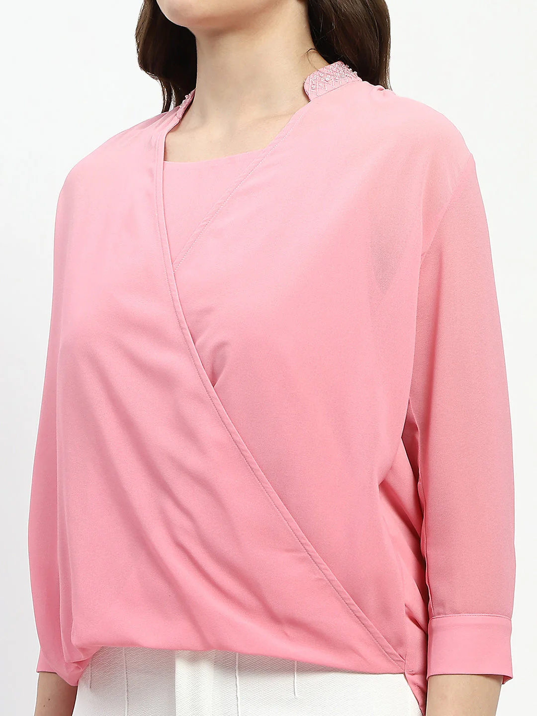 Madame Pink Embellished Wrap Top - Image 6