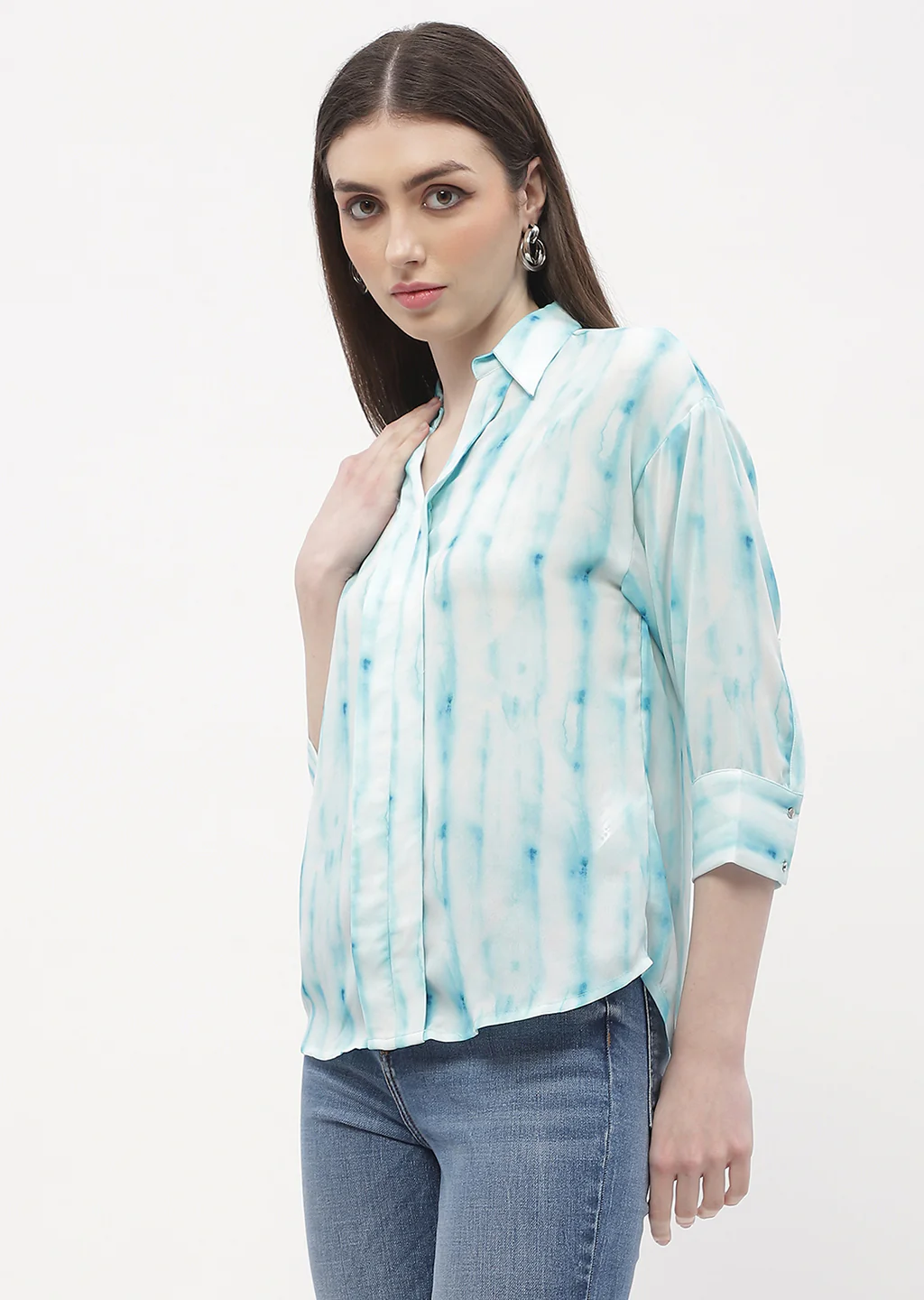 Madame Tie-Dye Aqua Blue Regular Top - Image 4