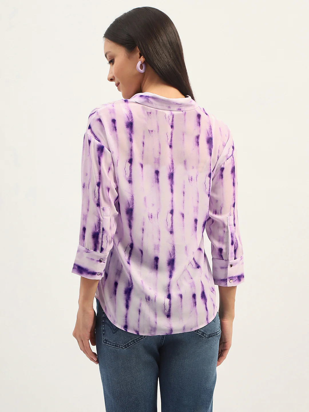 Madame Printed Full Sleeve Purple Shirt - Image 6