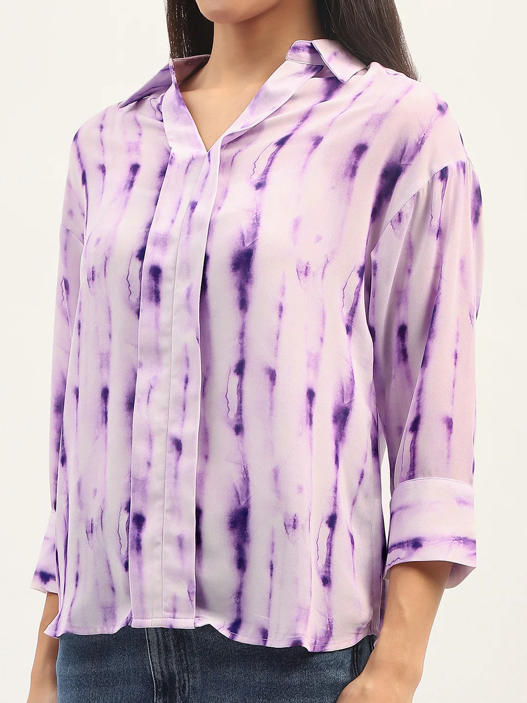 Madame Printed Full Sleeve Purple Shirt - Image 7