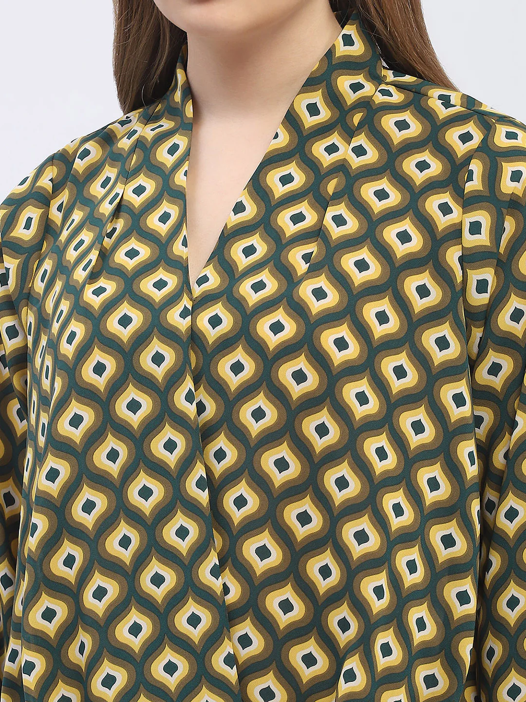 Madame Geometric Print Mustard Yellow Regular Top - Image 6
