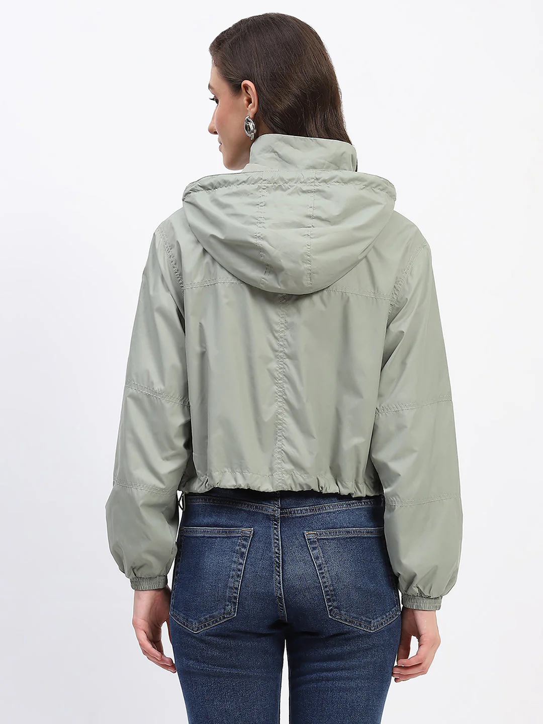 Madame Olive Green Cropped Windbreaker Jacket - Image 6