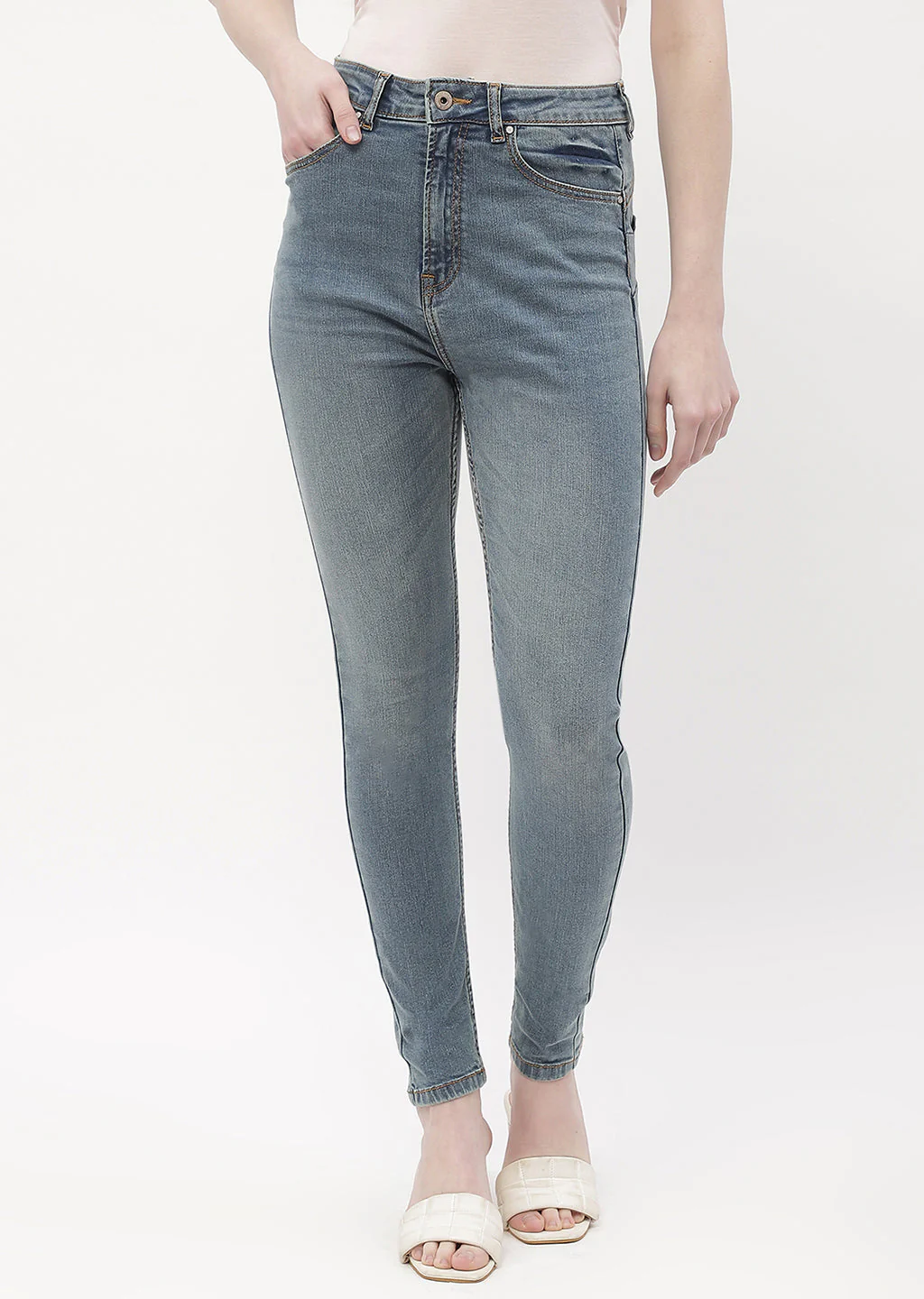 Madame Mid Rise Mid Blue Skinny Fit Jeans - Image 2