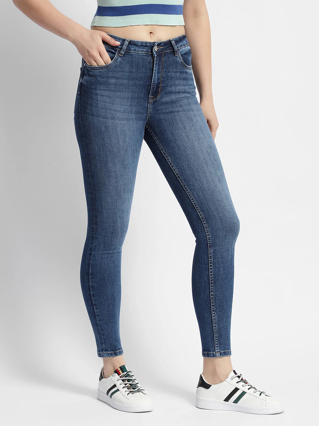 Madame Mid Rise Blue Skinny Fit Jeans - Image 4