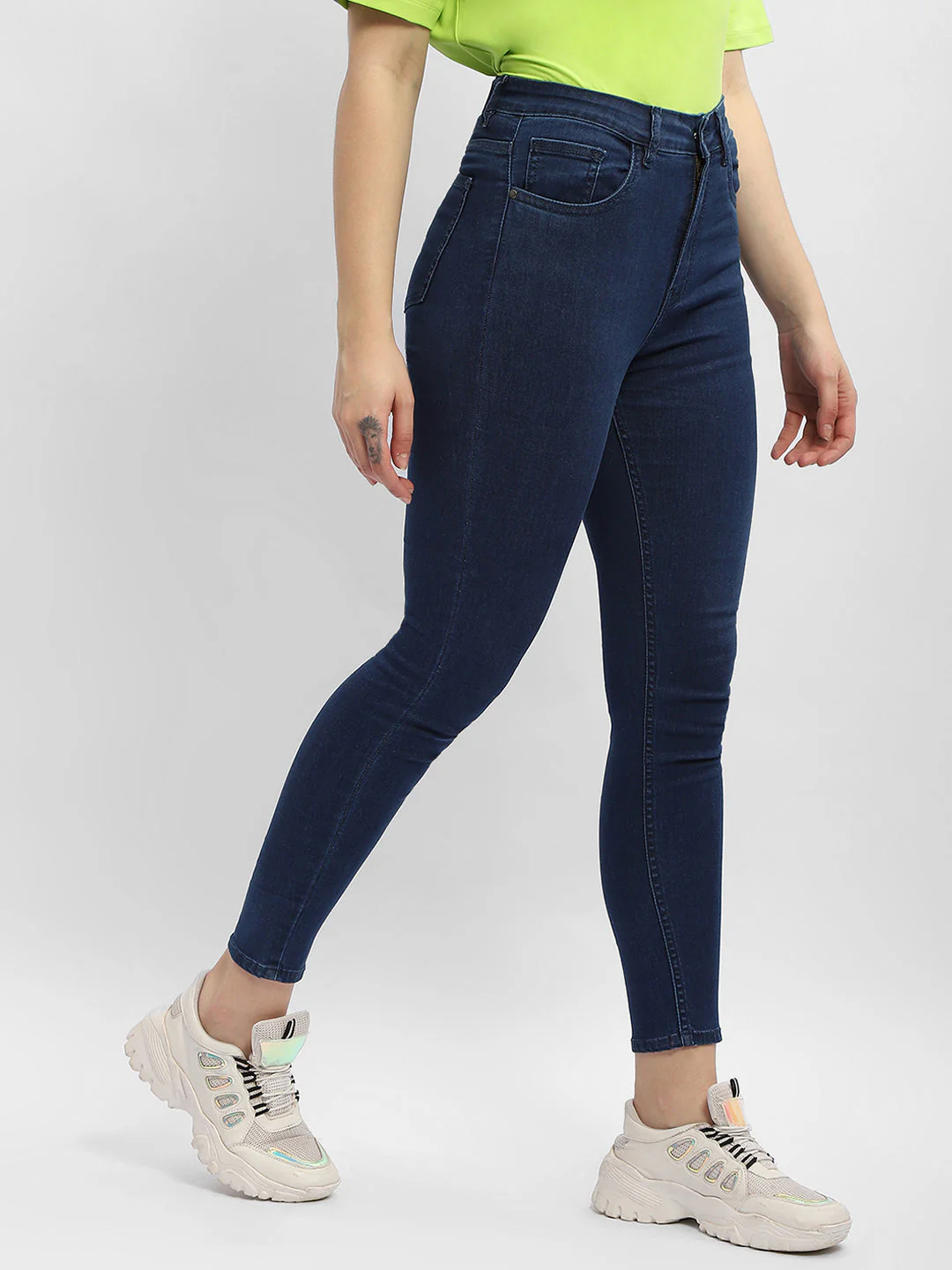 Madame Solid Mid Blue Skinny Fit Denim Jeans - Image 5