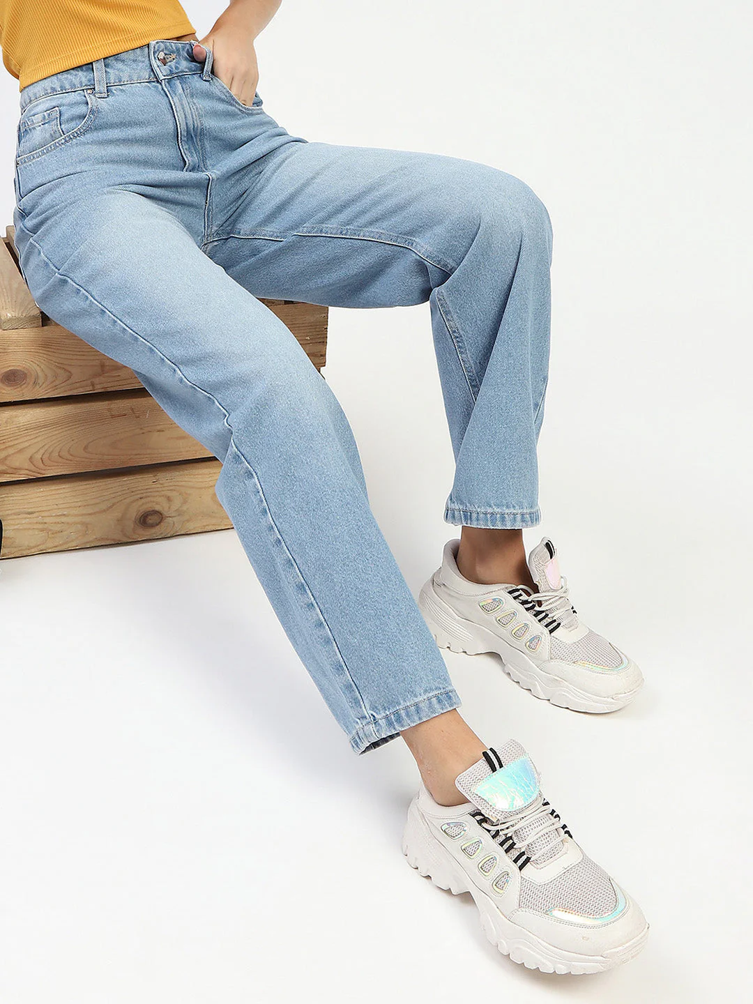 Madame Light Blue Straight Fit Jeans - Image 2