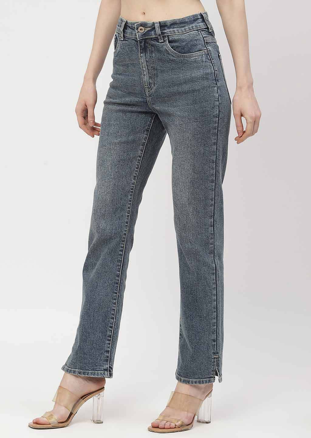 Madame Washed Blue Straight Fit Jeans - Image 4