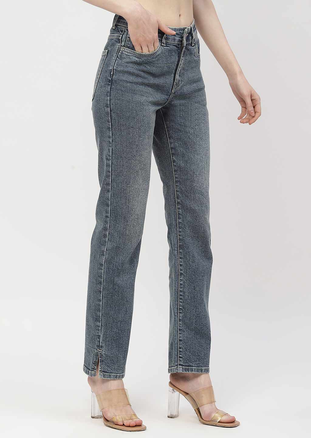 Madame Washed Blue Straight Fit Jeans - Image 5