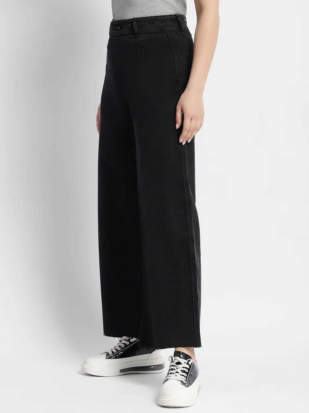 Madame Black Wid Leg High Rise Jeans - Image 4