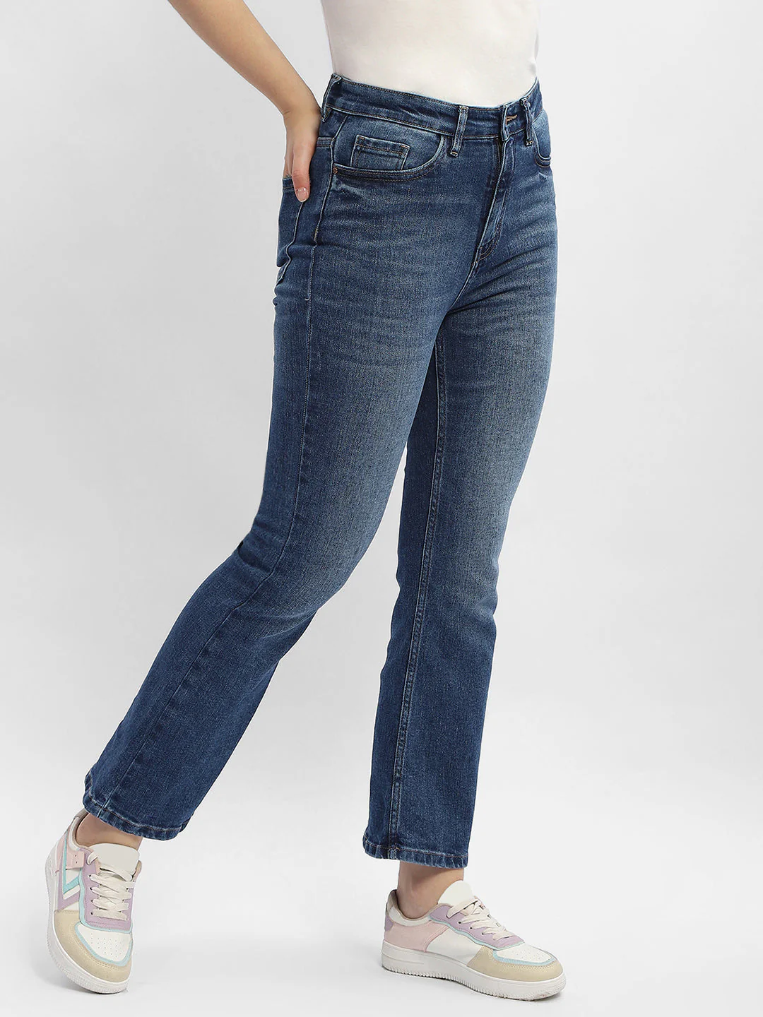 Madame Light Washed Mid Blue Flared Jeans - Image 3