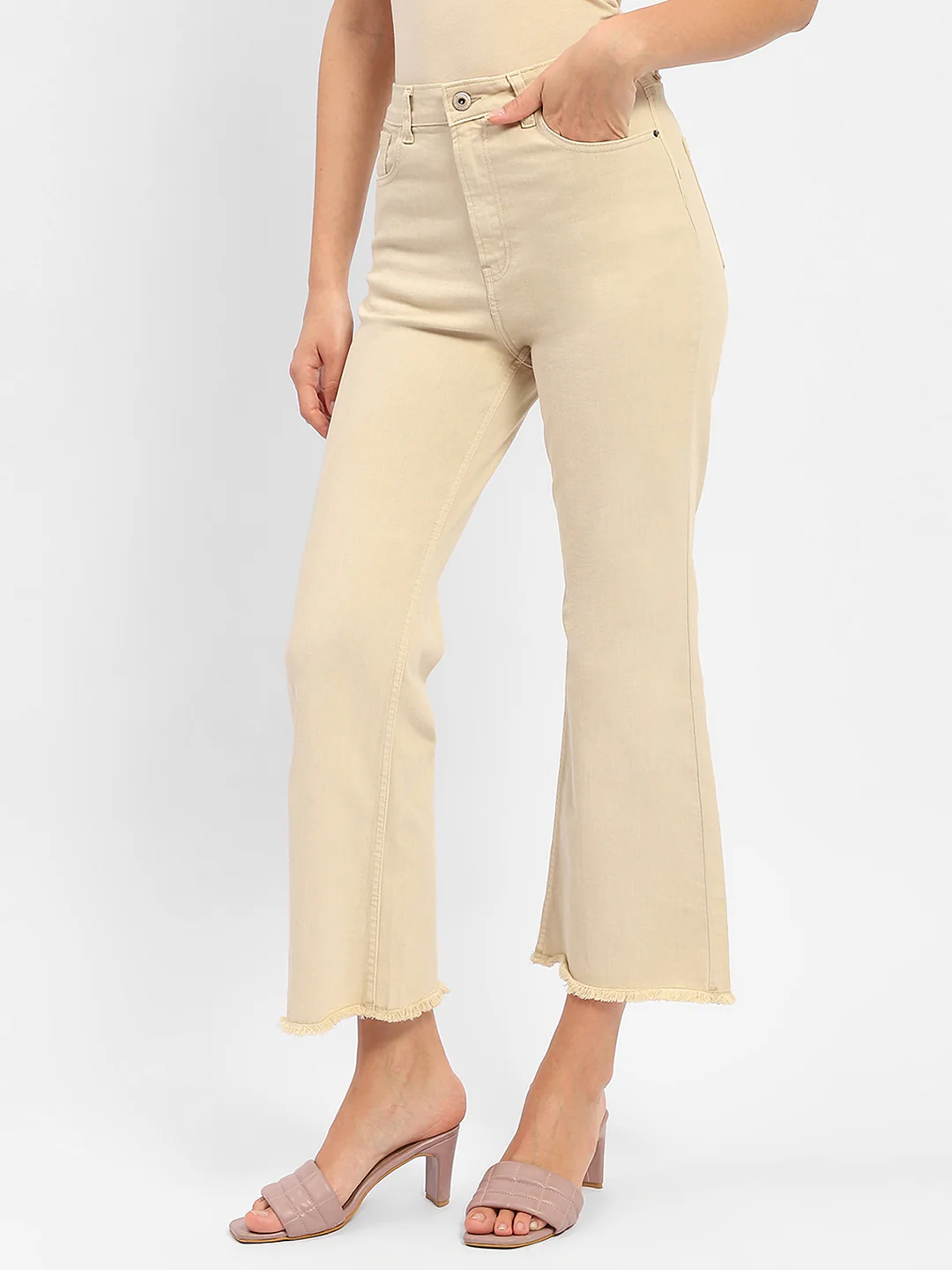 Madame Flared Fit Beige Jeans - Image 4