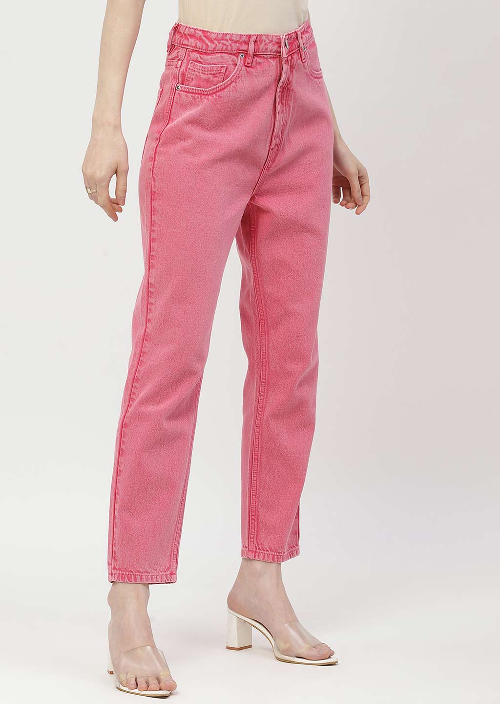 Madame Mid Rise Pink Mom Fit Jeans - Image 3