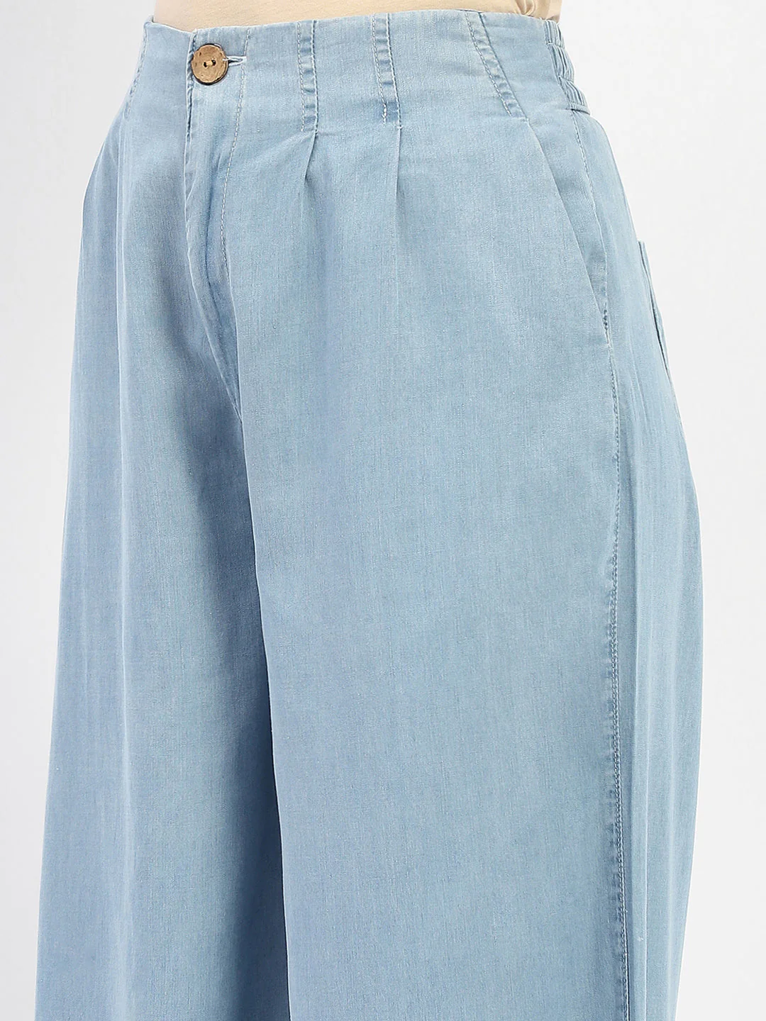 Madame Wide Leg Cropped Light Blue Denim - Image 2